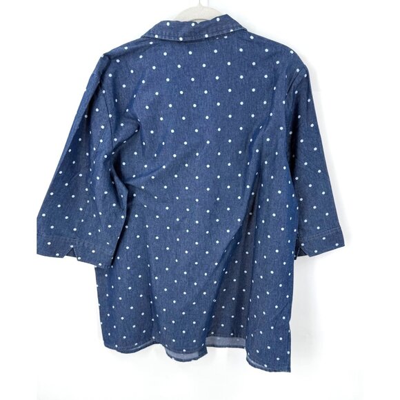Vintage American Sweatheart Womens Button Up Shirt Polka Dot Size Large Blue - Picture 6 of 6